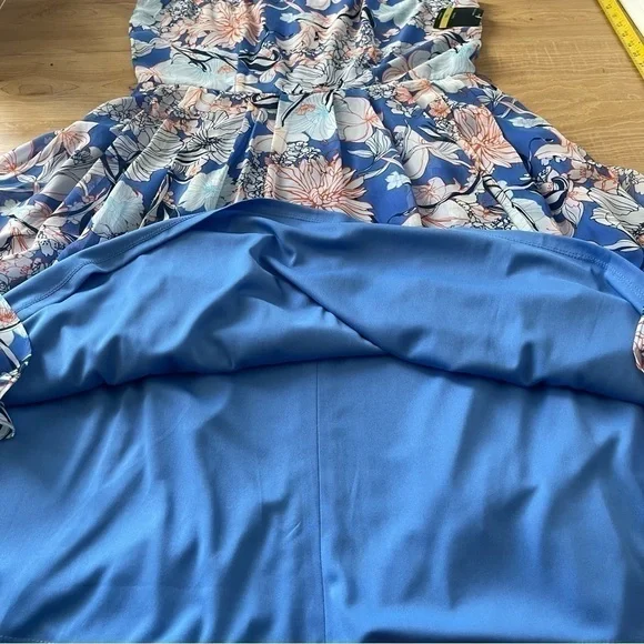 Nwt Gabby Sky Floral Fit & Flare Keyhole Dress Sleeveless - Picture 13 of 14